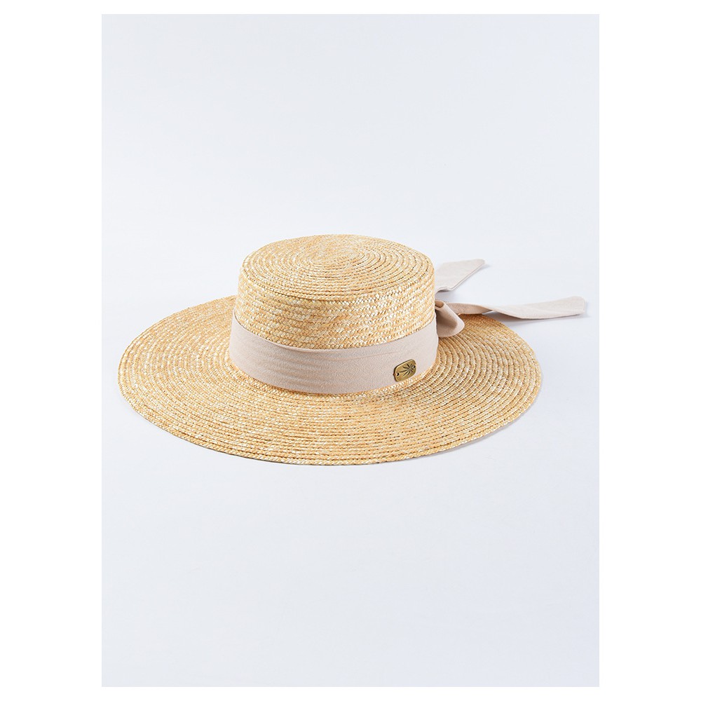 Mũ cói rộng vành thắt nơ be tiểu thư hottrend 2021