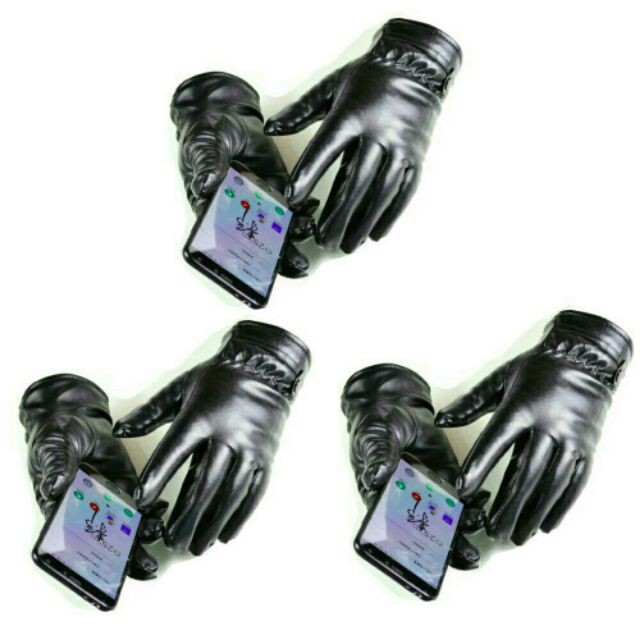 [ SALE TƯNG BỪNG]  Combo 3 đôi găng tay da UNISEX cảm ứng điện thoại lót lông cao cấp