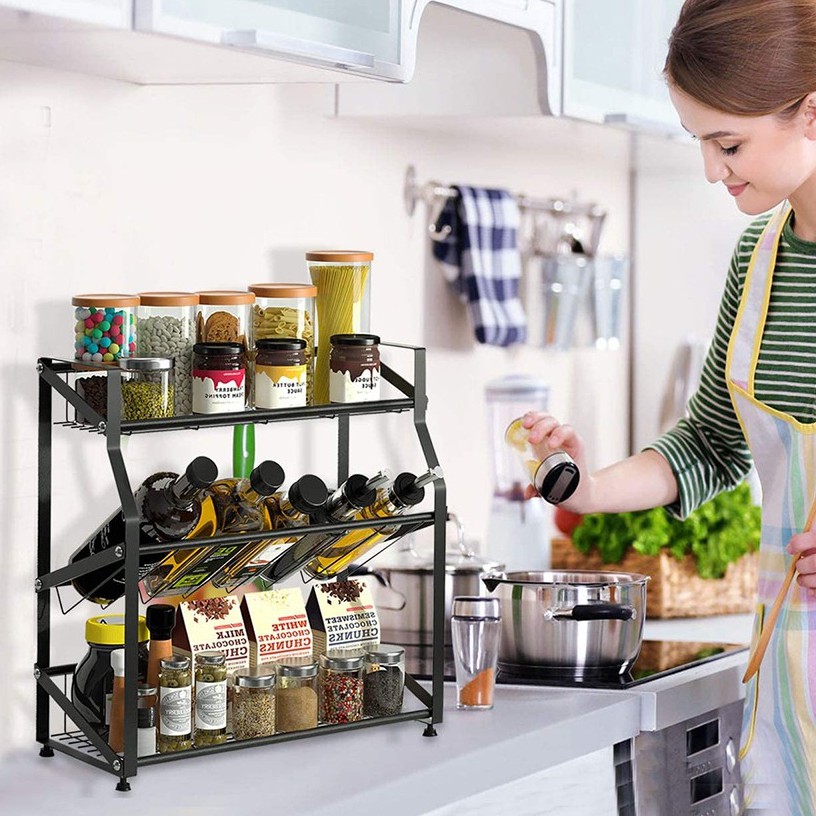 Kệ gia vị 3 tầng thép chống gỉ cao cấp [MÃ GIẢM 100K] Giá kệ bếp sơn tĩnh điện đa năng VANDO | BigBuy360 - bigbuy360.vn