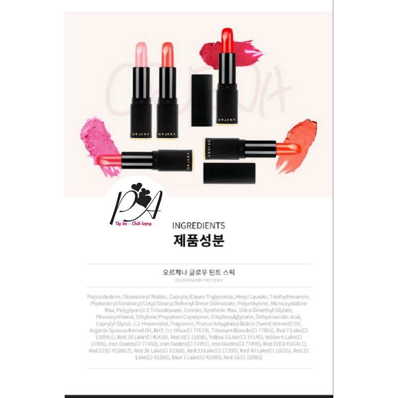 Son bóng dưỡng có màu lâu trôi Orjena Glow Tint Stick | BigBuy360 - bigbuy360.vn