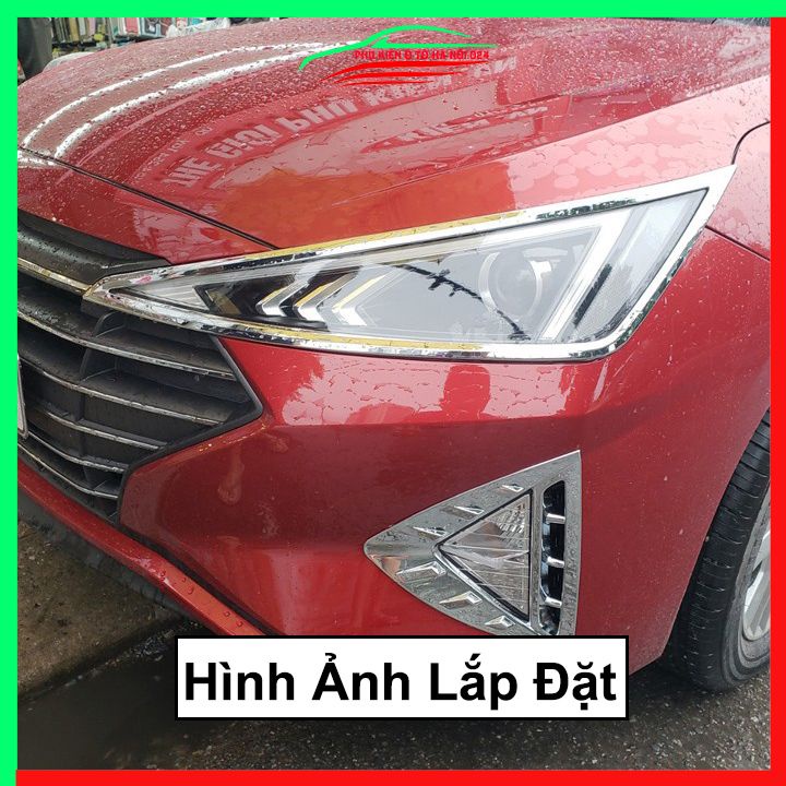 Ốp viền đèn pha hậu mạ crom Elantra 2019-2020 chống trầy trang trí bảo vệ xe
