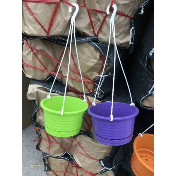 Chậu nhựa treo QP kèm dây treo và đáy chậu