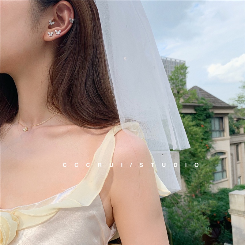 Đôi Bông Tai Hình Bướm Zircon Mới 2022 Không Gây Dị Ứng Dành Cho Nữ