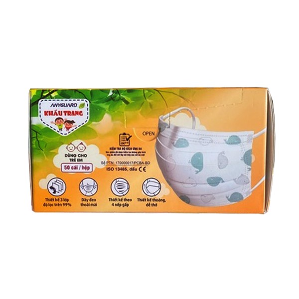 Khẩu trang trẻ em Anyguard túi 10 cái hộp 50 cái | BigBuy360 - bigbuy360.vn