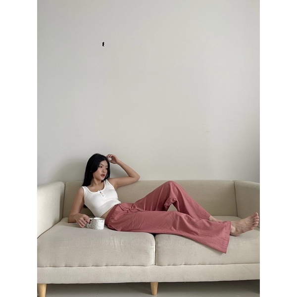 [LEN clothing] quần ống suôn đũi mùa hè màu hồng 8163 | BigBuy360 - bigbuy360.vn