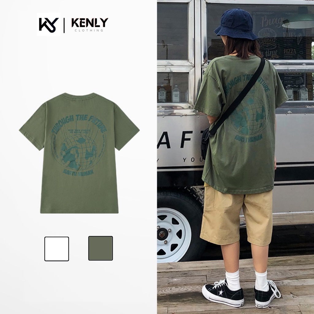 Áo phông Unisex nam nữ 100% Cotton nelly thun tay lỡ oversize form rộng THROUGH KENLY