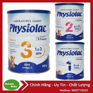 Sữa bột Physiolac số 1, 2, 3 900g Date 2023 Mẫu mới