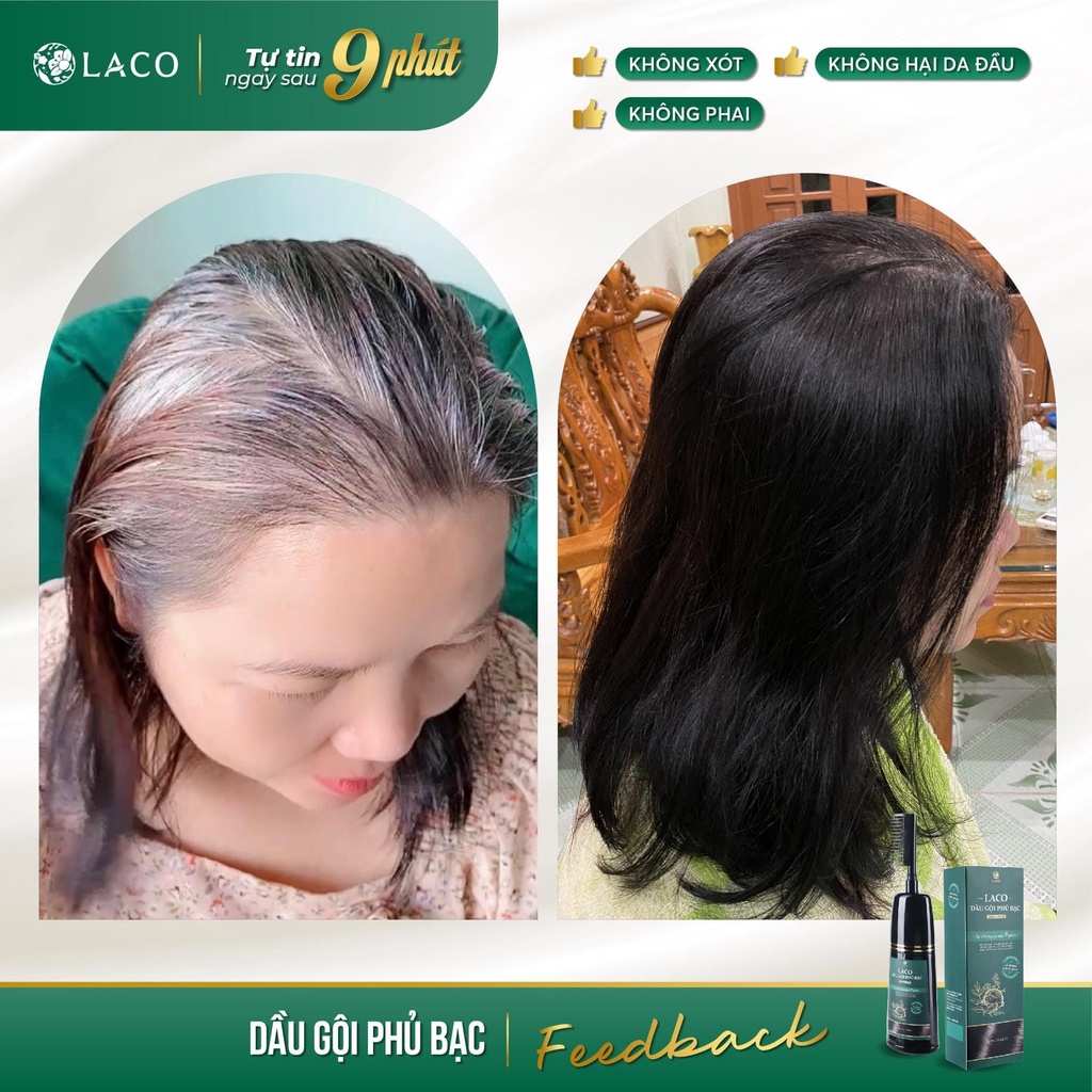 Dầu Gội Phủ Bạc Laco Black Hair 200ml - Dầu Gội Nhuộm Tóc Tại Nhà Giúp Phủ Bạc Đen Tóc - Nâu Tóc