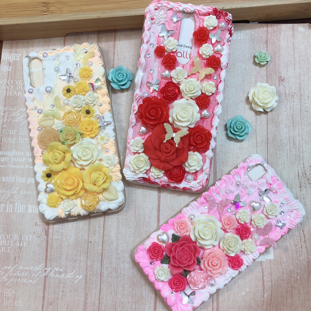 Bộ Kit keo kem trang trí - Set Nguyên Liệu Keo Kem Trang Trí Ốp lưng mẫu Hoa hồng