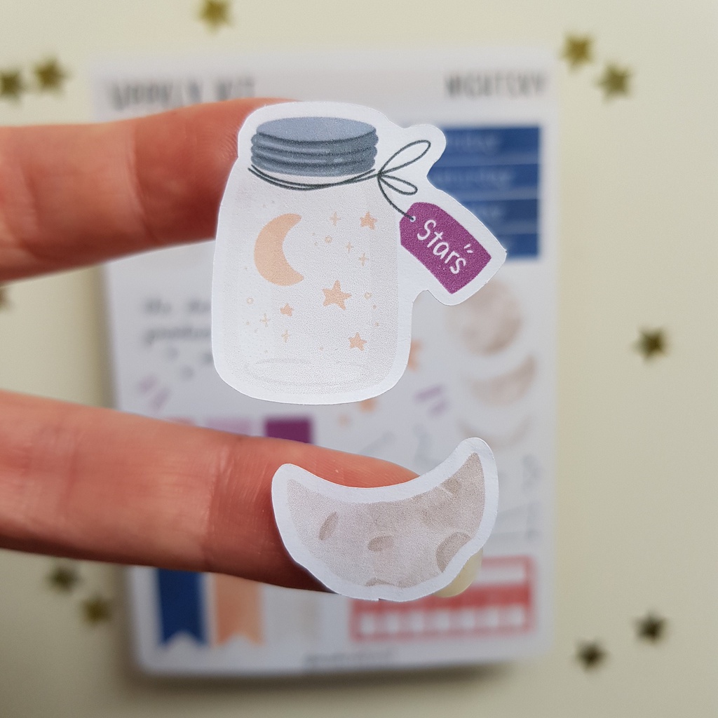 Sticker Trang Trí Sổ - Chủ Đề Nhật Ký - WK NIGHTSKY - Sổ Đựng Card - Trang Trí LOMO - Trang Trí TOPLOADER