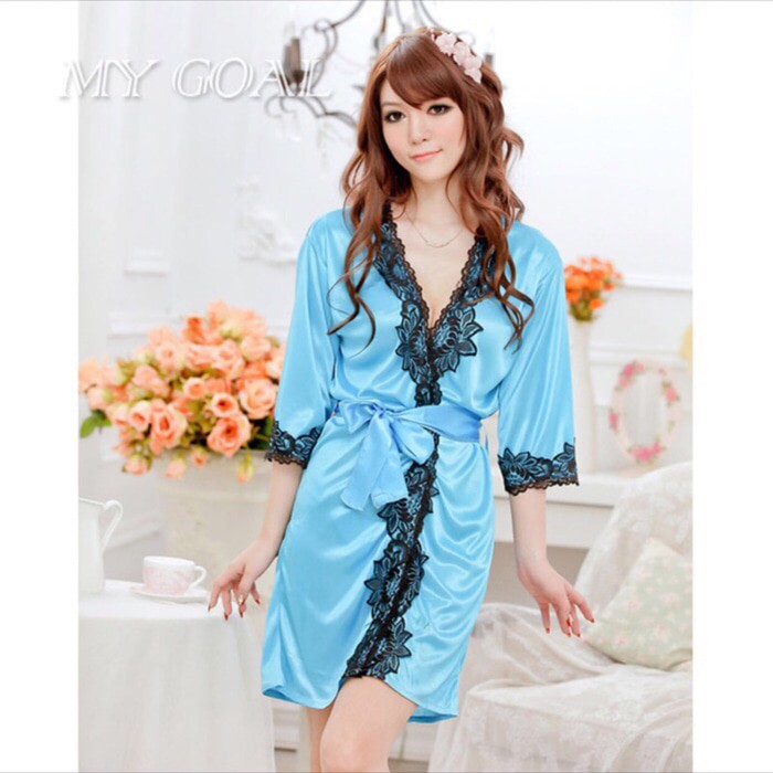 Áo Choàng Ngủ Vải Satin Kiểu Kimono Gợi Cảm Hàng Nhập Khẩu Mới Nhất 379