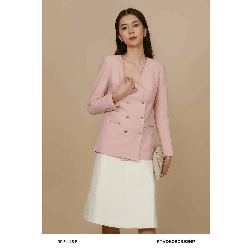 [Mã FAMALLT5 giảm 15% đơn 150k] Áo vest hồng phấn cúc thiết kế Elise | BigBuy360 - bigbuy360.vn