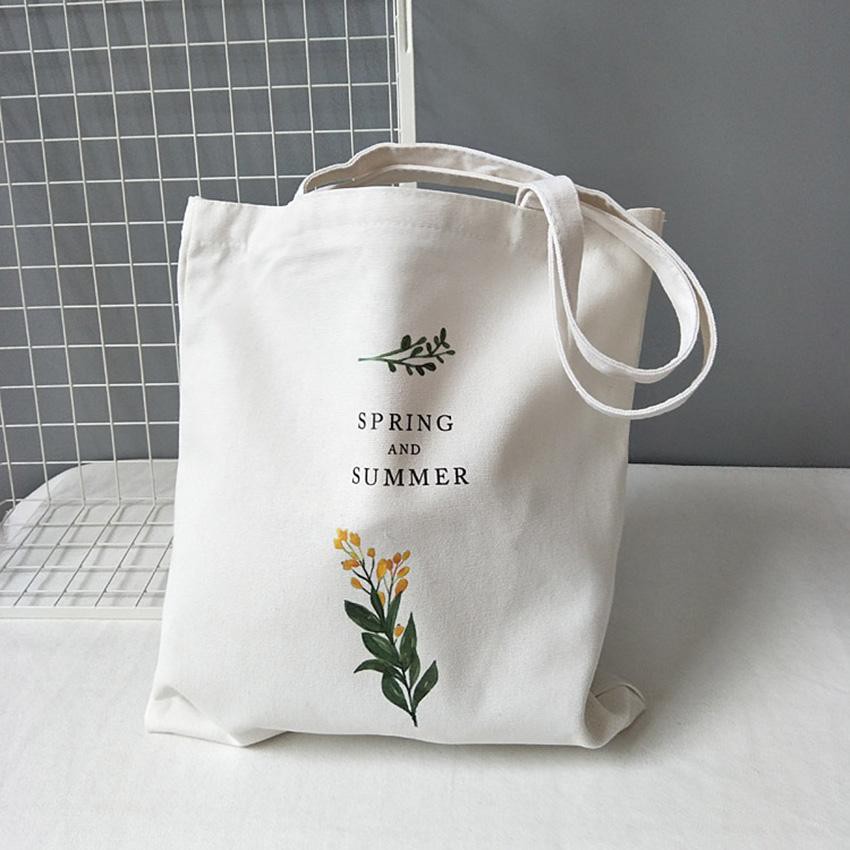 Túi tote vải bố đựng đồ canvas đeo vai phong cách Hàn Quốc in hình lá cải cute