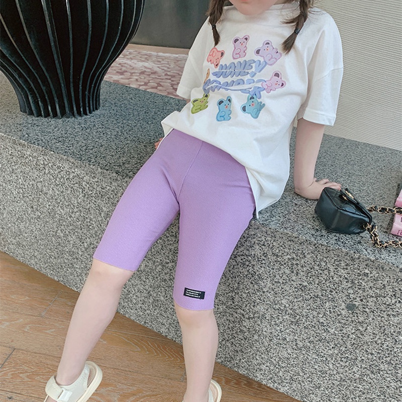 Quần Legging Ngắn Mỏng Co Giãn Màu Kẹo Thời Trang Mùa Hè Cho Bé Gái 3-10 Tuổi