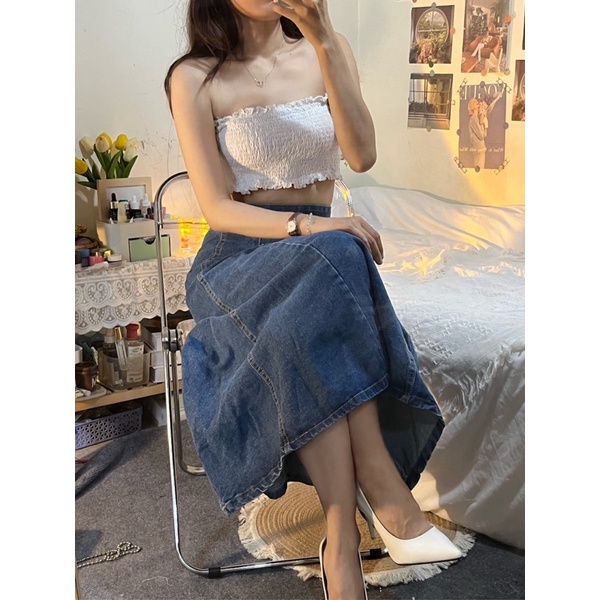 Chân Váy Jean Dáng Xoè Dài Taobao Order Phong Cách Hàn