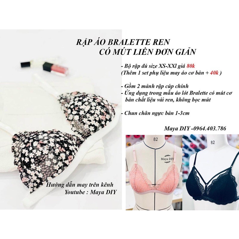 Rập giấy áo bra ren có mút liền đơn giản (đủ size)