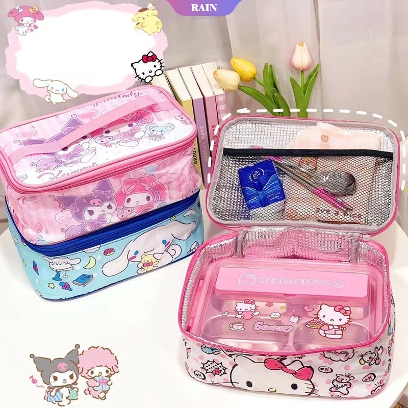 Túi Đựng Cơm Trưa Giữ Nhiệt Họa Tiết Hoạt Hình Cinnamoroll My Melody Kuromi Hello Kitty Elsa Pom Purin Cho Mẹ Và Bé [RAIN]