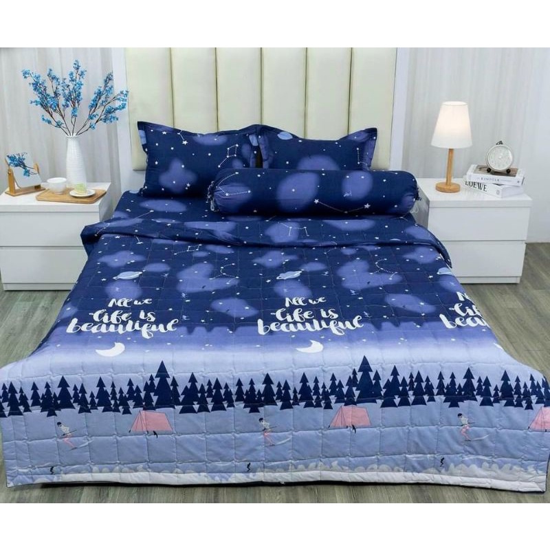 Bộ chăn hè ga gối 5 món poly cotton.