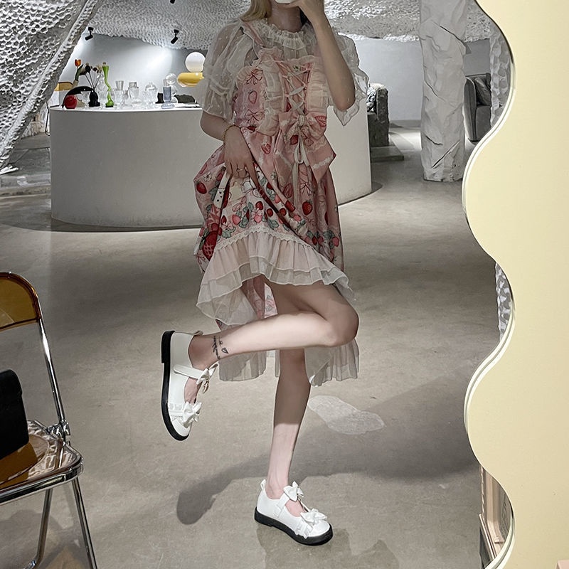 Giày da đế mềm đính nơ phong cách Lolita Hàn Quốc thời trang mùa hè 2021 cho nữ