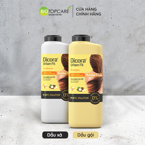 Dầu gội - xả Dicora Urban Fit Macadamia phục hồi tóc hư tổn 400ml - BioTopcare Official