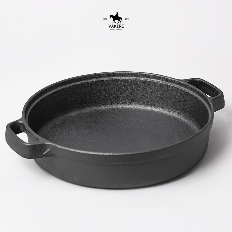 Chảo Gang Thô 🇨🇳 Đúc Thủ Công Đáy Bằng 2 Quai Kiểu Nhật Size 25cm Chống Dính Tự Nhiên