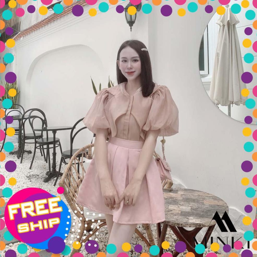 [SALE_SỐC_45%] [ HÀNG THIẾT KẾ] SET ÁO CỔ NHỌN VÀ CHÂN VÁY XẾP LY - CHẤT LIỆU TƠ CAO CẤP - MÀU HỒNG [SIÊU PHẨM] | BigBuy360 - bigbuy360.vn
