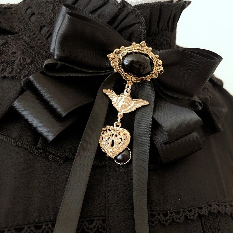 Cà Vạt Nơ Màu Đen Phong Cách Vintage Thời Trang Cho Nữ