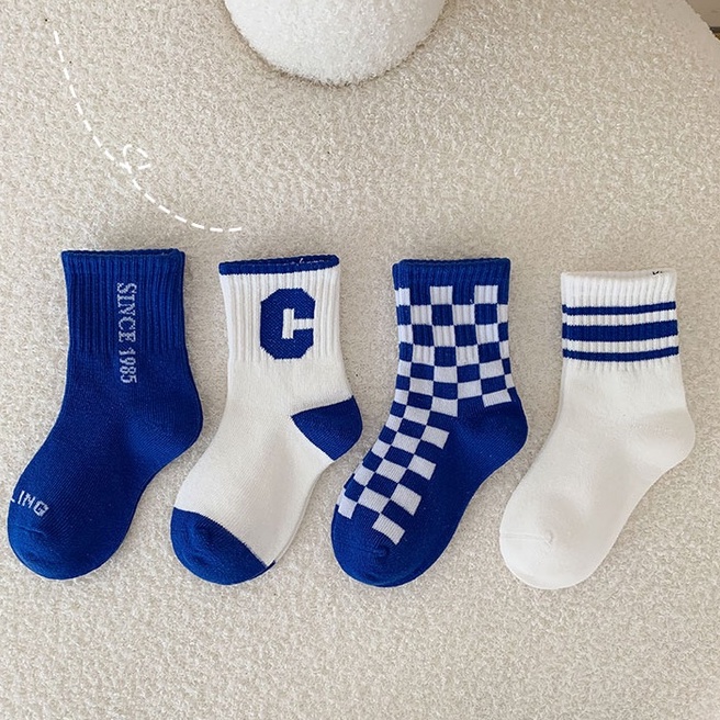 Cheerful Mario 4 cặp Bé trai bé gái Vớ bông Babyboy Babygirl Cartoon Kids Socks