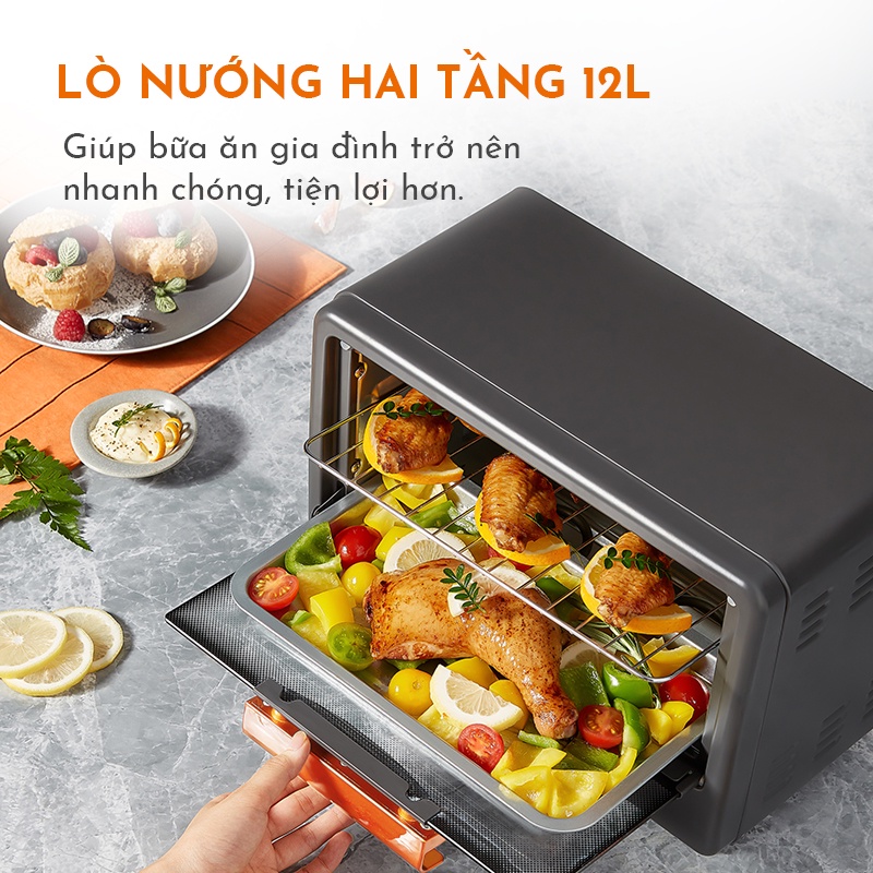 Lò nướng điện cao cấp GAABOR GTM12Adung tích lớn 12L, dễ sử dụng Hàng chính hãng