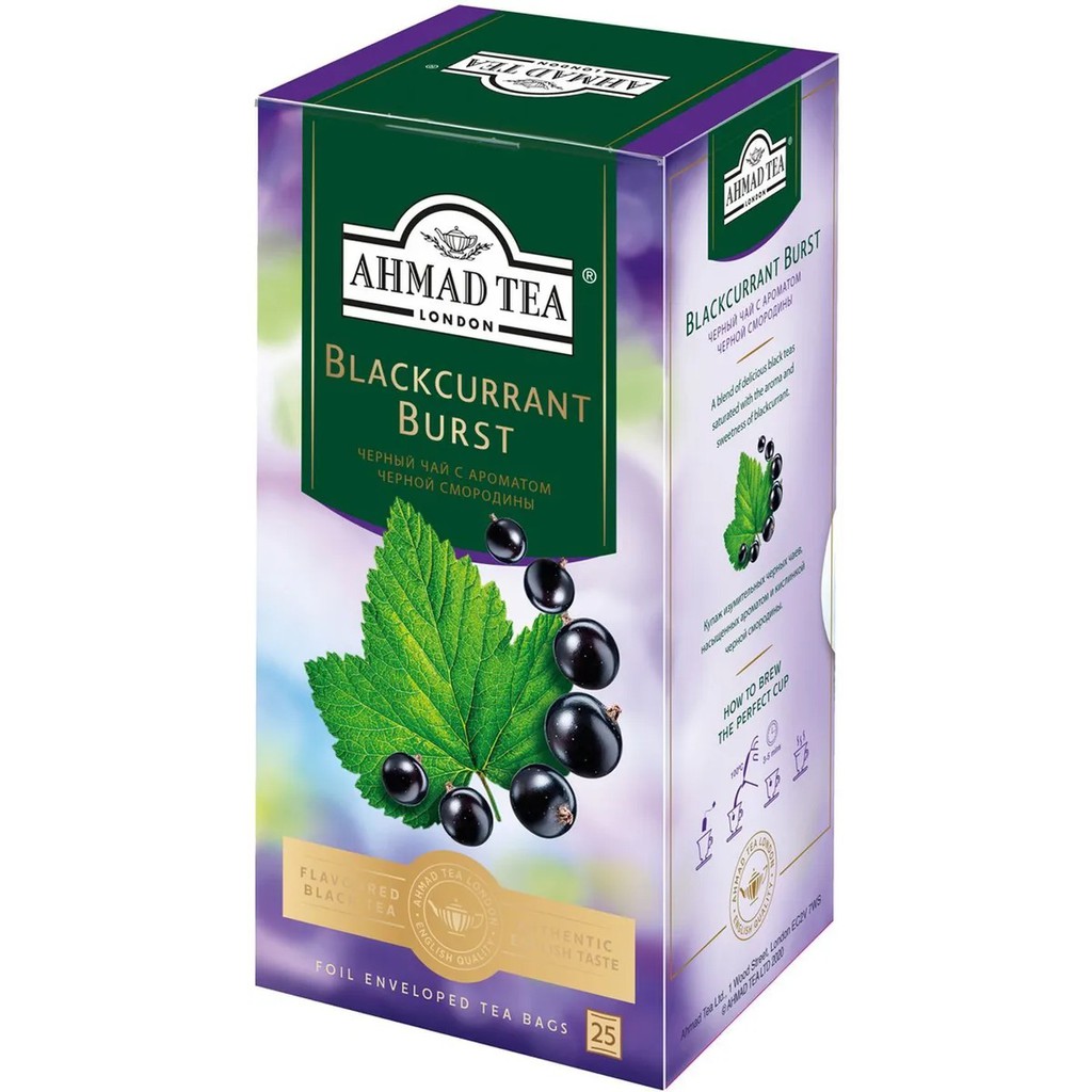 Trà Ahmad Tea Blackcurrant Burst – Trà đen vị quả lý chua đen 25 gói x 2g