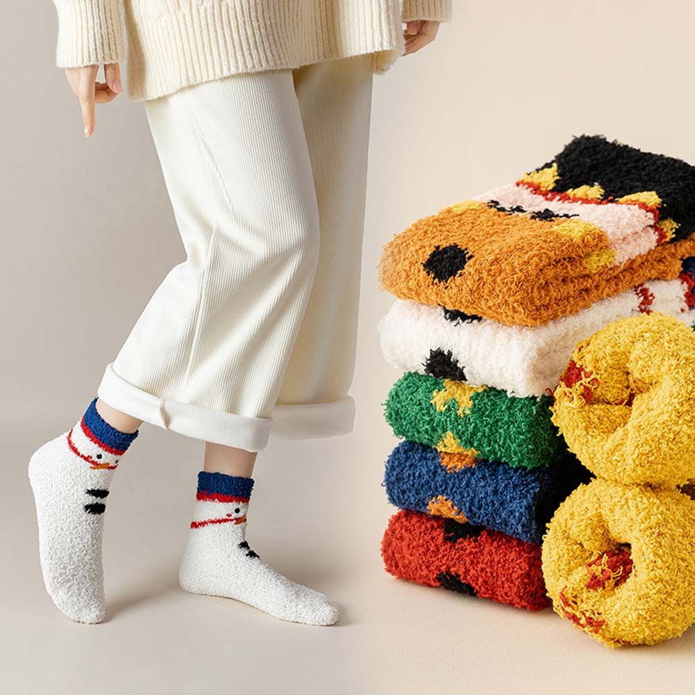 Vớ nhung san hô mềm mại thoáng khí họa tiết ông già noel/người tuyết dễ thương VANES1