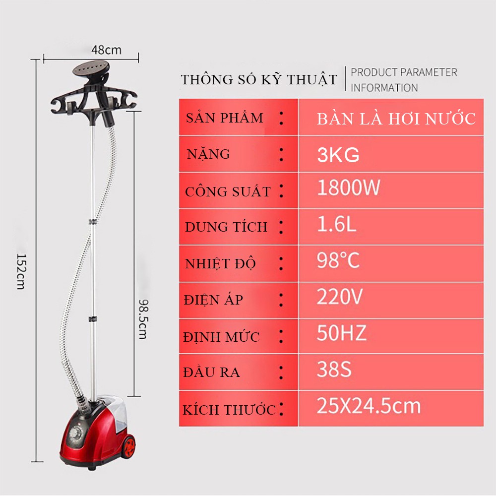 Bàn là hơi nước cây đứng Yangzi chính hãng công suất lớn 1800w bàn ủi hơi nước mạnh mẽ, tiện dụng là, ủi mọi loại vải