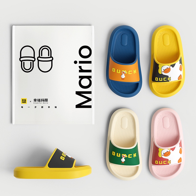 Dép lê cho bé hình vịt Duck, dép đúc Cherful Mario siêu nhẹ chống trơn trượt tốt Tulastore