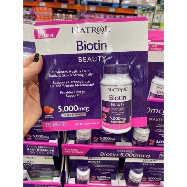 Viên Kẹo Ngậm NATROL BIOTIN BEAUTY 5000mcg 250 viên