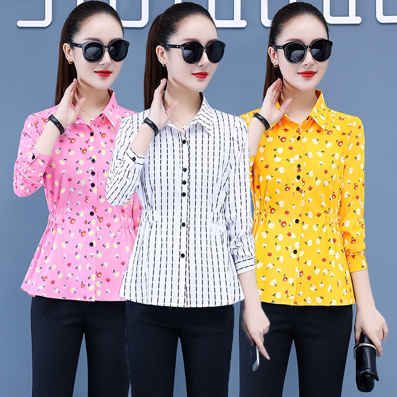 Áo Sơ Mi Chiffon Tay Dài Dáng Ôm In Họa Tiết Hoa Thời Trang Hàn Quốc Hàng Mới Cho Nữ 2022