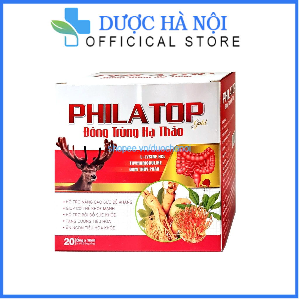 Ống Philatop đông trùng hạ thảo giúp tăng sức đề kháng , bồi bổ sức khỏe, tăng tiêu hóa- hộp 20 ống x 10ml