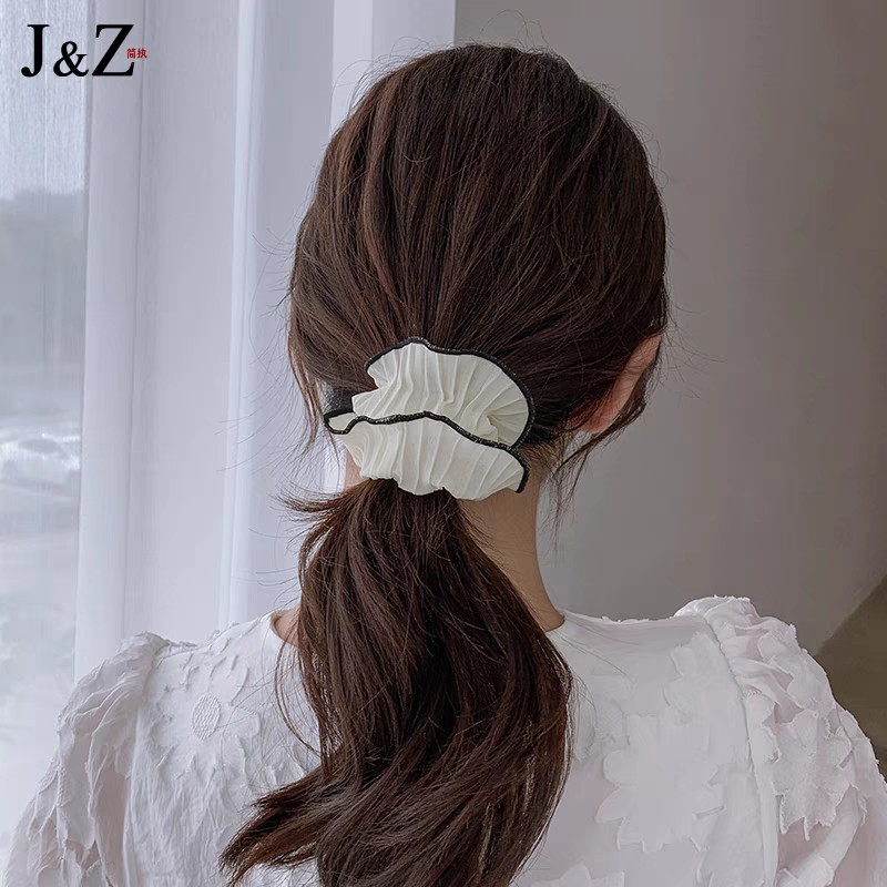 Dây buộc tóc Chiffon màu trắng đen phong cách Hàn Quốc đơn giản