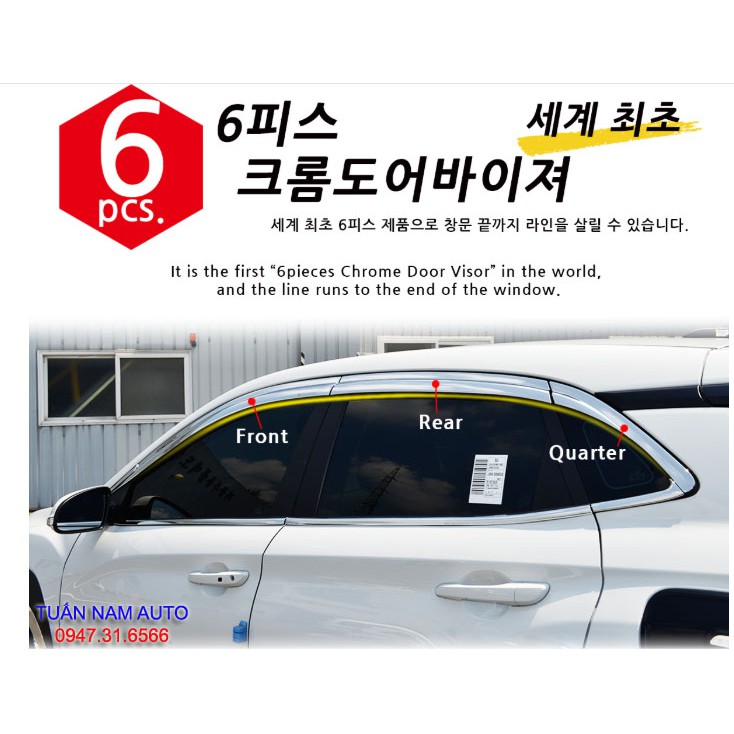 VÈ CHE CHẮN MƯA HYUNDAI KONA CROM Made In Korea MẠ INOX CHROME
