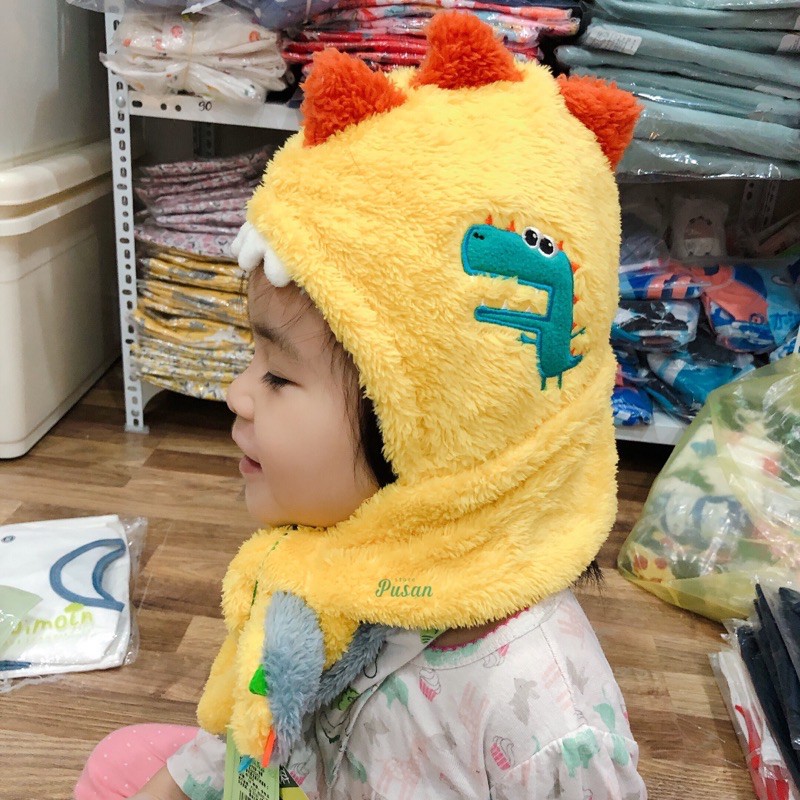 Mũ lông liền khăn hai mặt cho bé nhiều hình