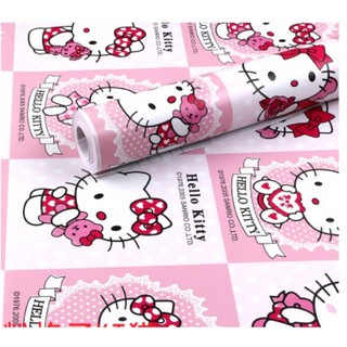 Cuộn 5m giấy dán tường bộ sưu tập kitty hồng - khổ rộng 45cm co keo sẵn