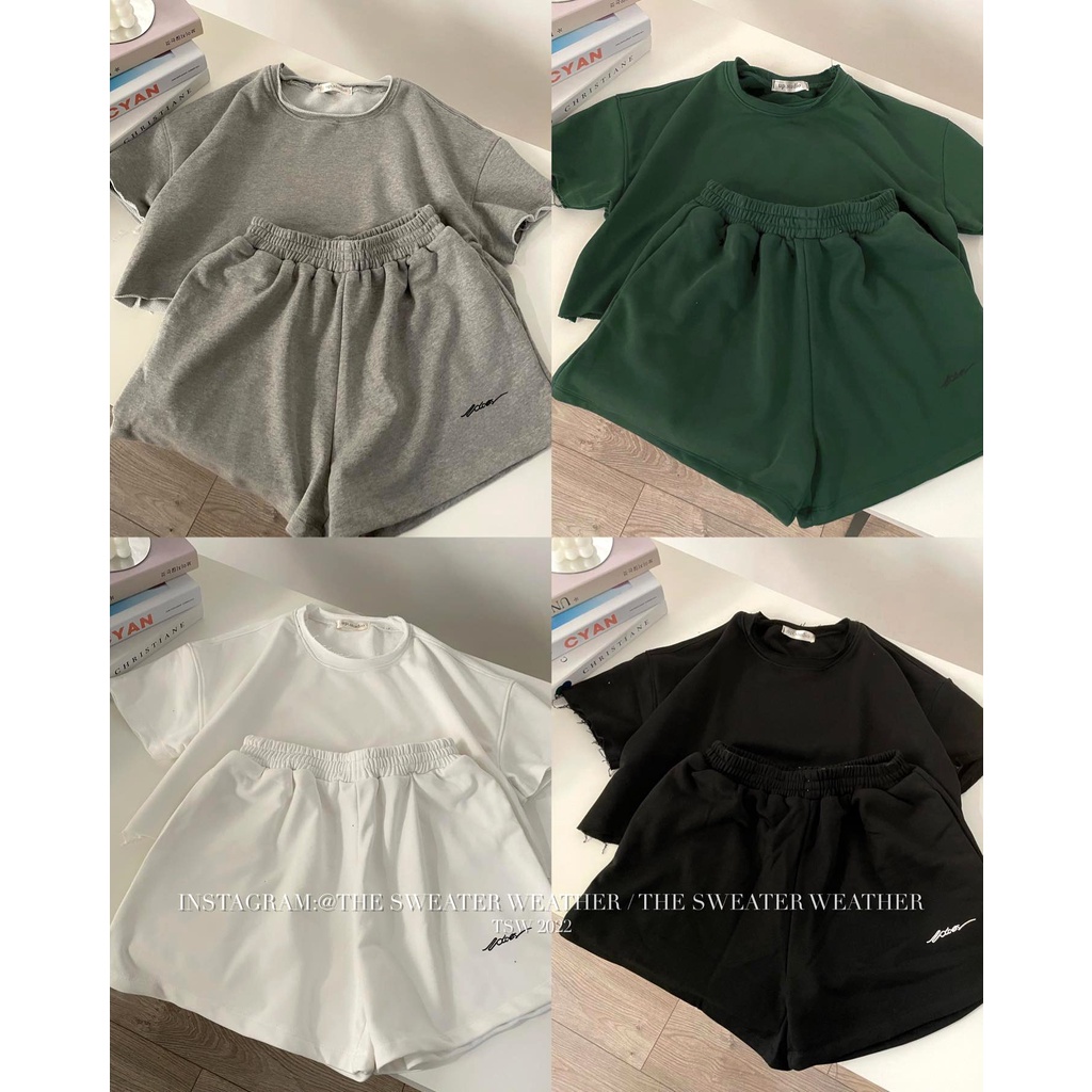 Set croptop thun trơn cá tính nữ - Bộ CRT hè kèm quần short, siêu xinh HOT TREND