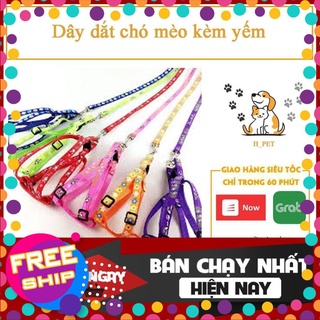 Dây dắt chó mèo kèm vòng cổ, kèm yếm bản 1-1,5cm đủ màu sắc