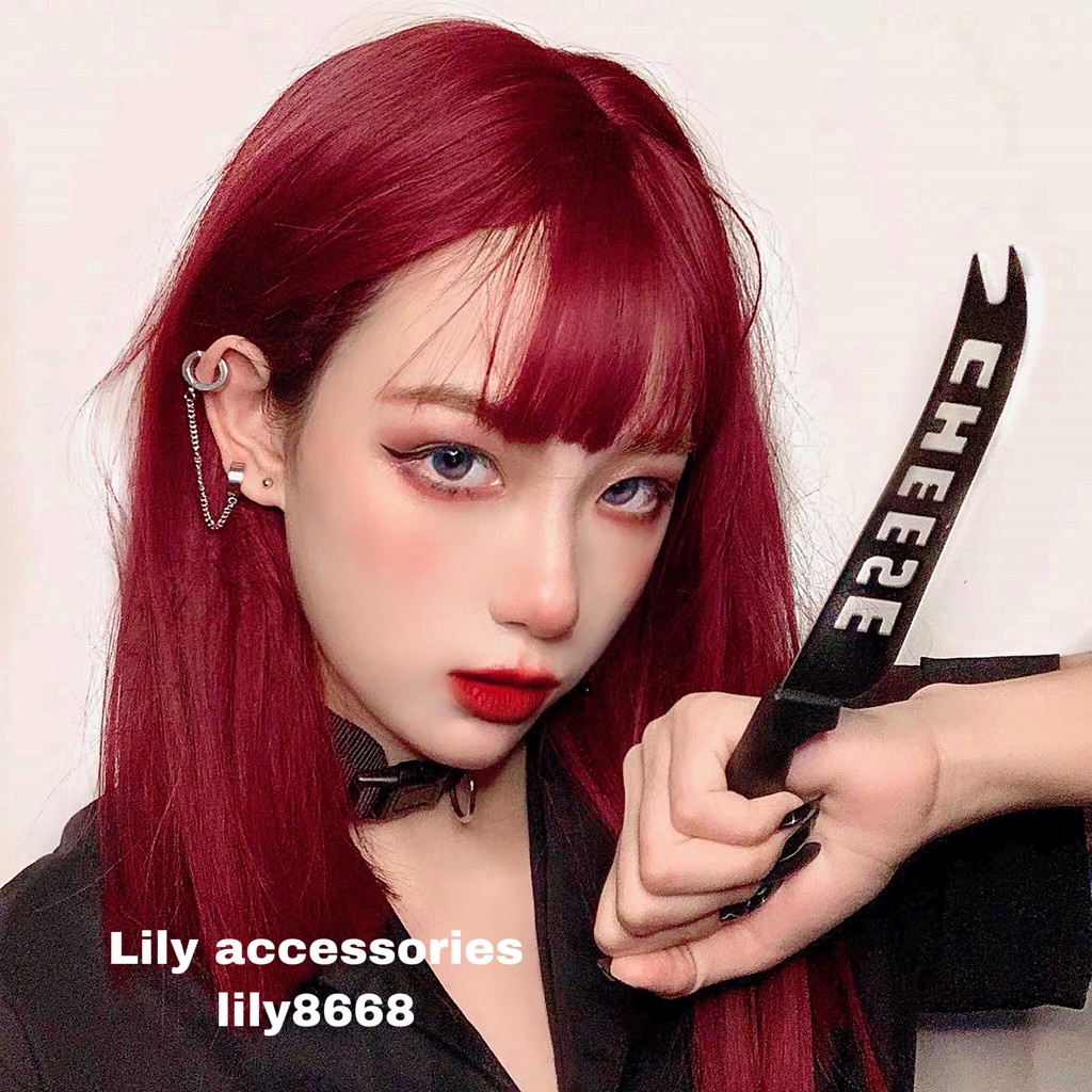 Double Chain Hoop Earring khuyên tai và khuyên vành tai titan dây xích nam nữ không gỉ không đen không dị ứng