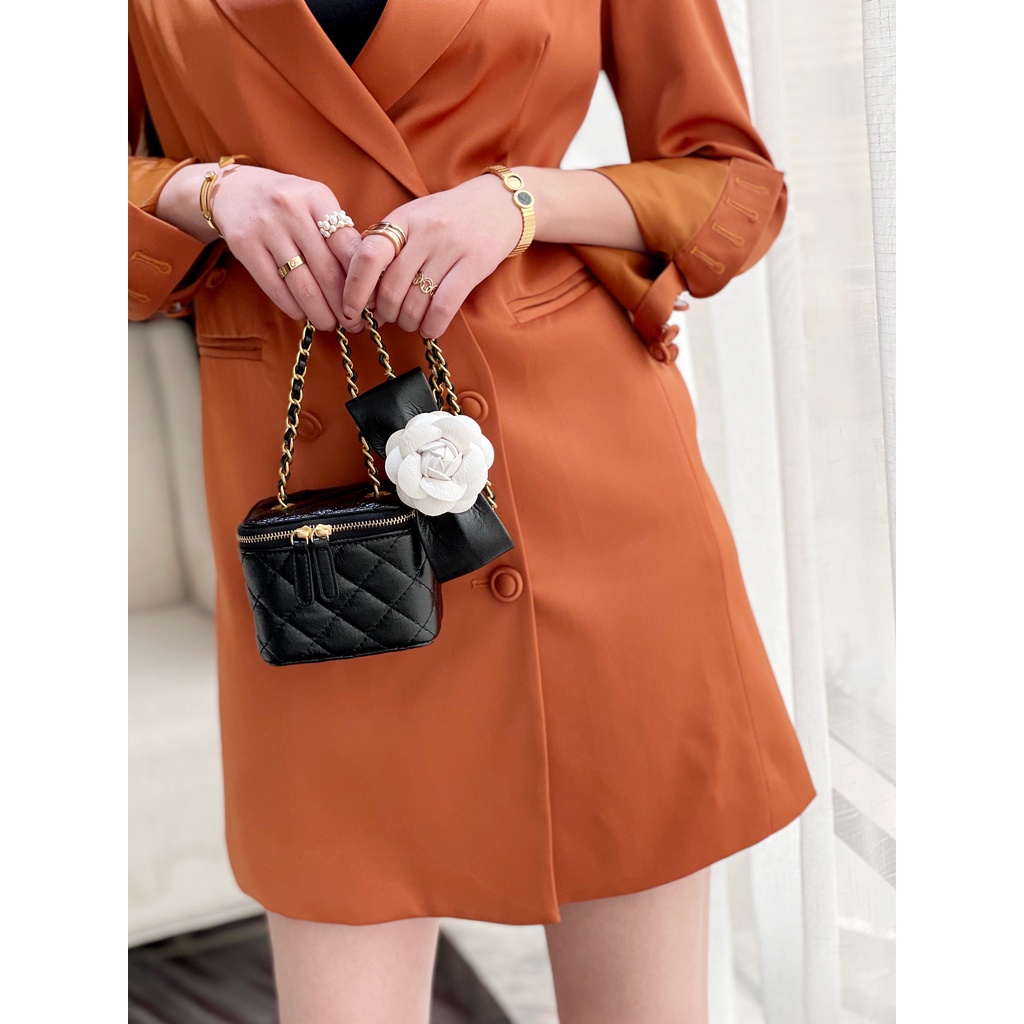 Túi cốp da PU cao cấp túi xách nữ dây xích dính kèm hoa 1999store_official