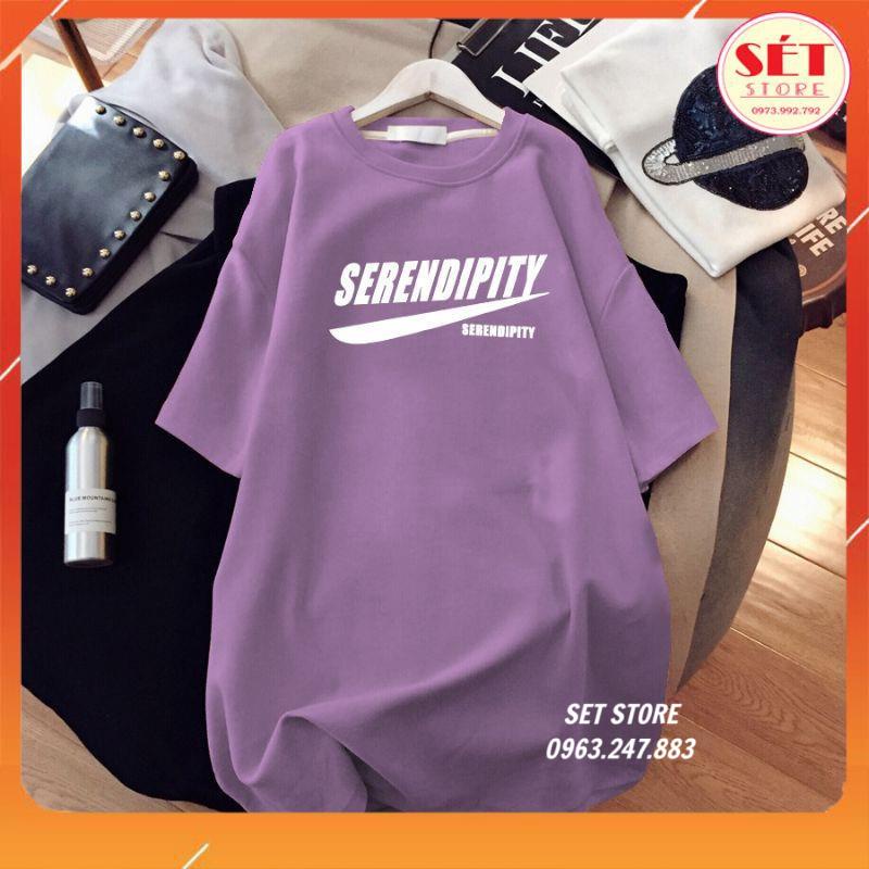 Áo thun form rộng tay lỡ unisex chữ SERENDIPITY - VÀNG,TÍM,TRẮNG,ĐEN - Setstore