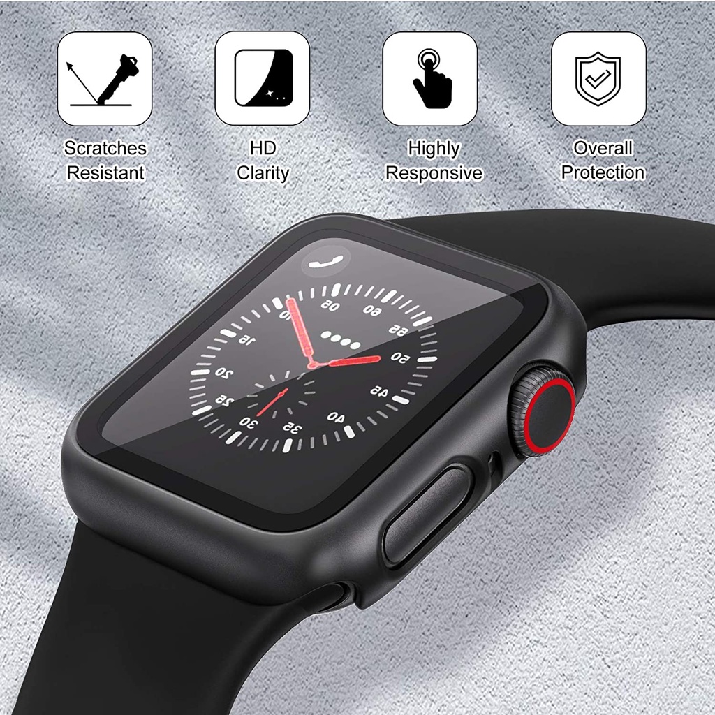 Ốp Bảo Vệ Mặt Đồng Hồ Thông Minh Kèm Kính Cường Lực Dành Cho Apple Watch 45mm 41mm 44mm 40mm Series 8 / 7 / SE / 6 / 5 / 4