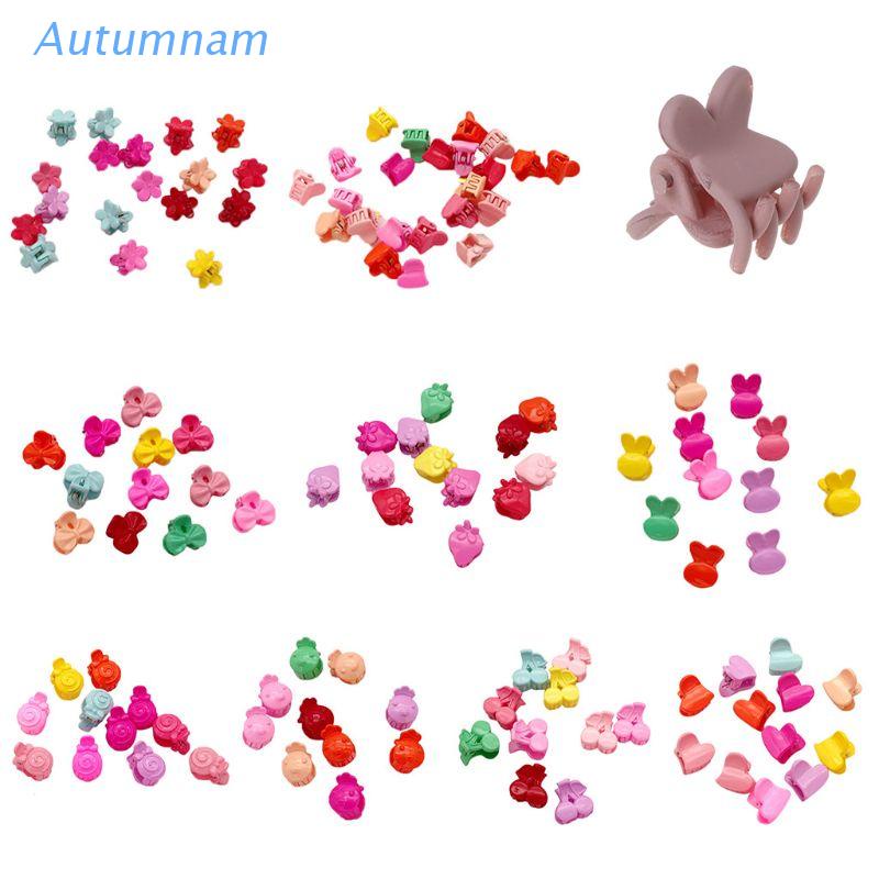 Kẹp Tóc Nhựa Mini Hình Thỏ/Hoa/Trái Cây Màu Kẹo Dễ Thương Cho Bé Gái