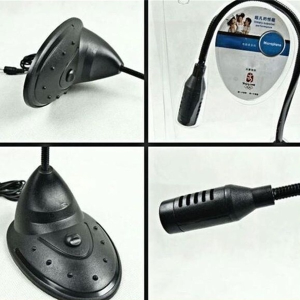 3.5mm Flexible Desktop Table Stand Skype MSN Mic Recording Microphone PC Laptop