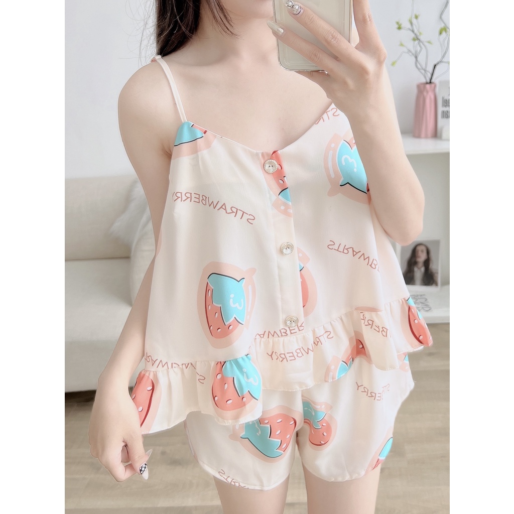 Bộ đồ ngủ Just Bra thiết kế 2 dây thoáng mát đáng yêu LM178