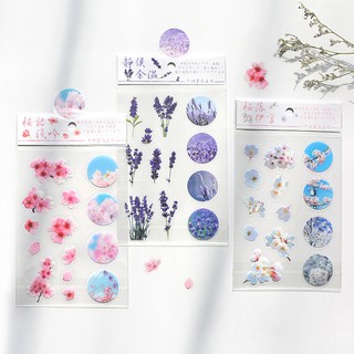 Sticker (hình dán) họa tiết hoa khô trang trí sổ, album, nhật ký, lưu bút